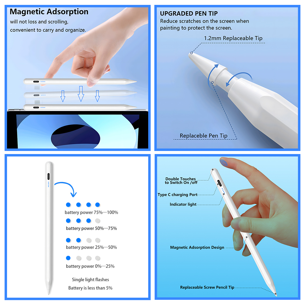 2025 아이패드용 스타일러스 펜, 애플 펜슬 터치,  - Tablet Accessories For Kids 리뷰 및 가격